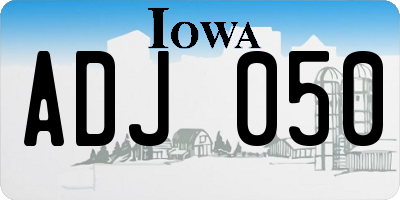 IA license plate ADJ050
