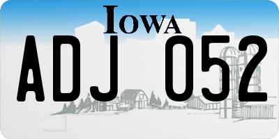 IA license plate ADJ052