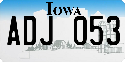 IA license plate ADJ053