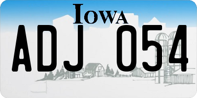 IA license plate ADJ054