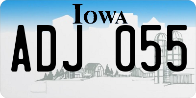 IA license plate ADJ055