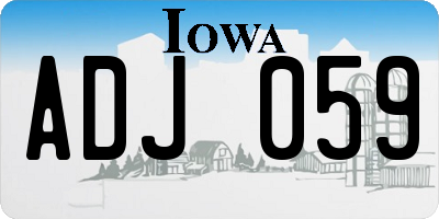 IA license plate ADJ059