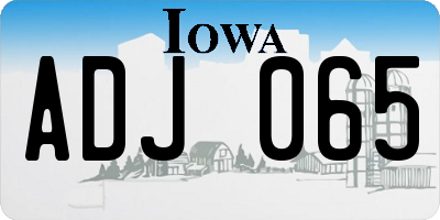 IA license plate ADJ065
