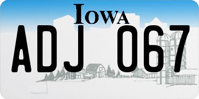 IA license plate ADJ067