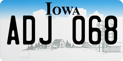 IA license plate ADJ068