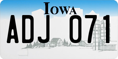 IA license plate ADJ071