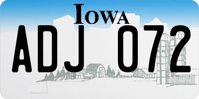 IA license plate ADJ072