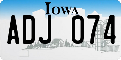 IA license plate ADJ074