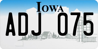 IA license plate ADJ075