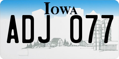 IA license plate ADJ077