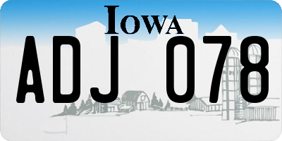 IA license plate ADJ078