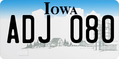 IA license plate ADJ080