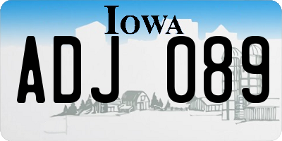 IA license plate ADJ089