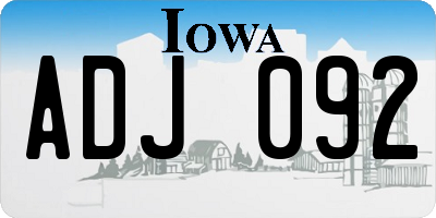 IA license plate ADJ092
