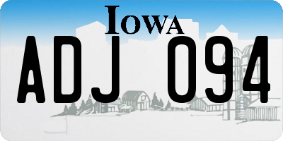 IA license plate ADJ094