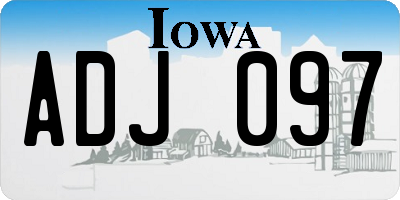 IA license plate ADJ097