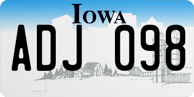 IA license plate ADJ098