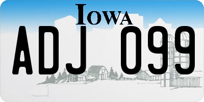 IA license plate ADJ099