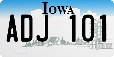 IA license plate ADJ101