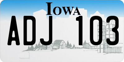 IA license plate ADJ103