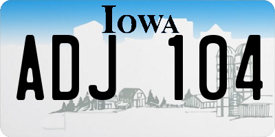 IA license plate ADJ104