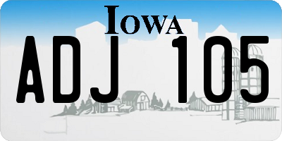 IA license plate ADJ105
