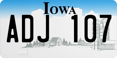 IA license plate ADJ107