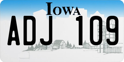 IA license plate ADJ109