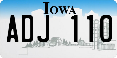 IA license plate ADJ110
