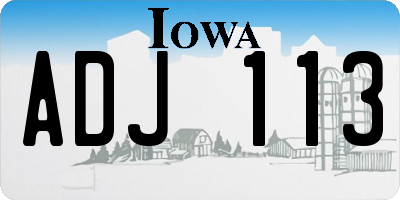 IA license plate ADJ113