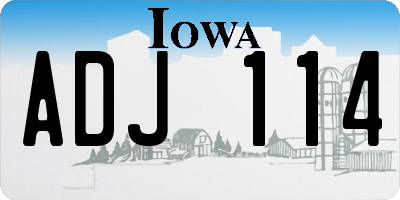 IA license plate ADJ114