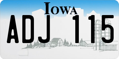 IA license plate ADJ115