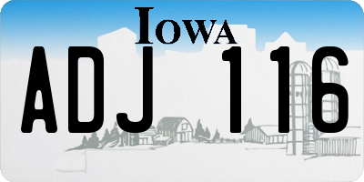 IA license plate ADJ116
