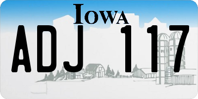 IA license plate ADJ117