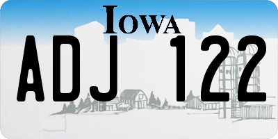 IA license plate ADJ122