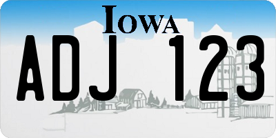 IA license plate ADJ123