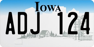 IA license plate ADJ124