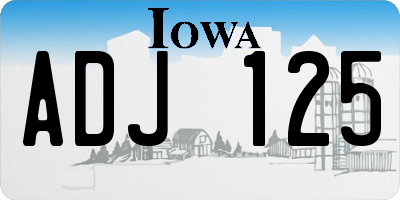IA license plate ADJ125