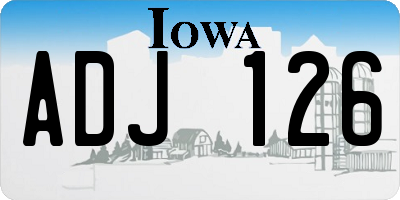 IA license plate ADJ126
