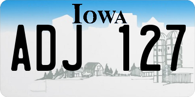 IA license plate ADJ127