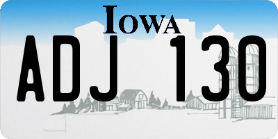 IA license plate ADJ130