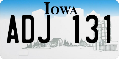 IA license plate ADJ131