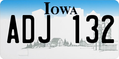 IA license plate ADJ132