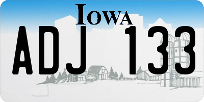 IA license plate ADJ133