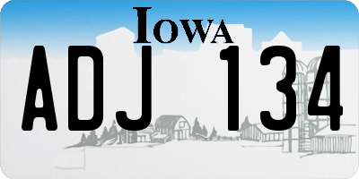 IA license plate ADJ134