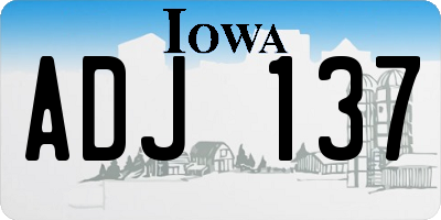 IA license plate ADJ137