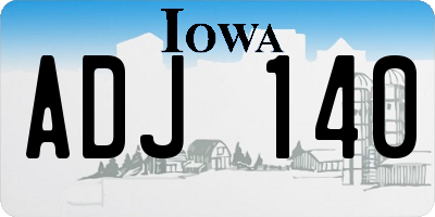 IA license plate ADJ140