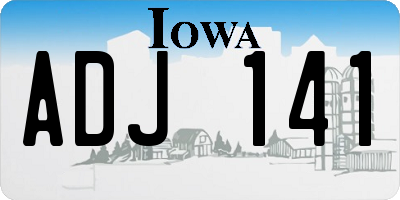 IA license plate ADJ141
