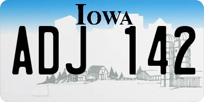 IA license plate ADJ142