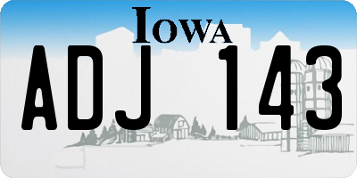 IA license plate ADJ143